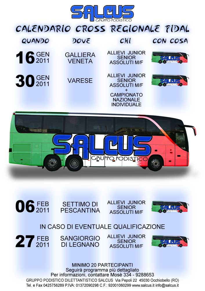 In Pullman con la Salcus ai Cross Regionali Fidal 2011