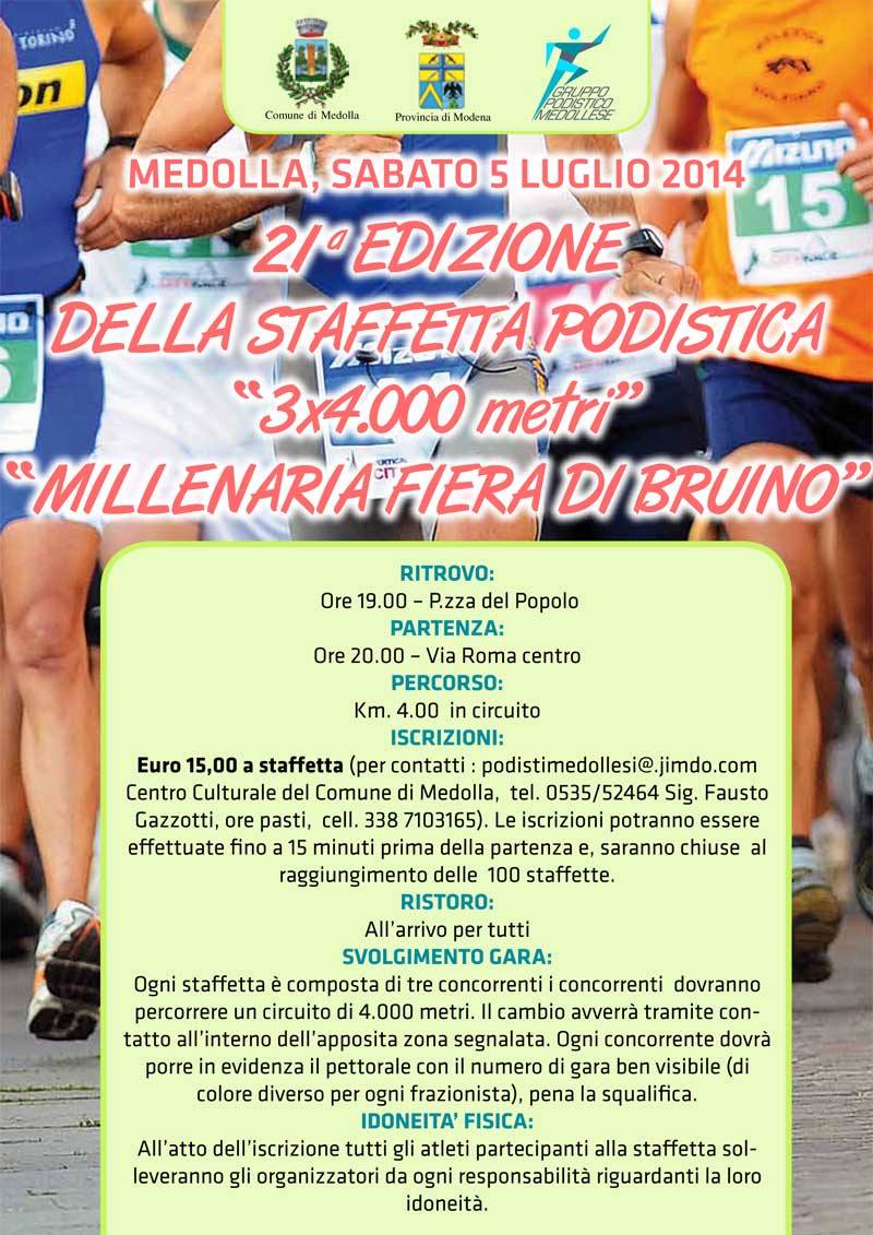 21° Staffetta a Medolla il 5 Luglio